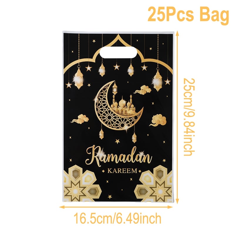 25pc Eid Mubarak Gift Bag, Plastic Cellophane Treat Bag, Ramadan Gift Bags